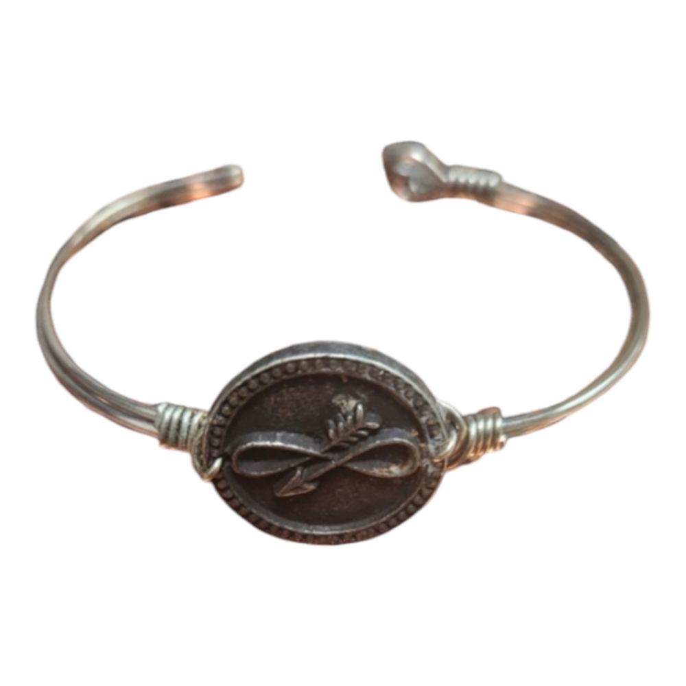 Silver Tone Infinity Arrow Bracelet with Hook Closure